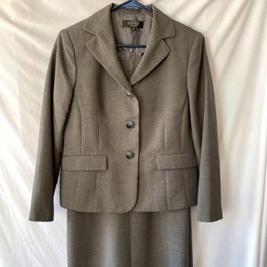 Two Piece Kasper Dress (sz 12) w/ Blazer (sz 14P) in Dark Grey